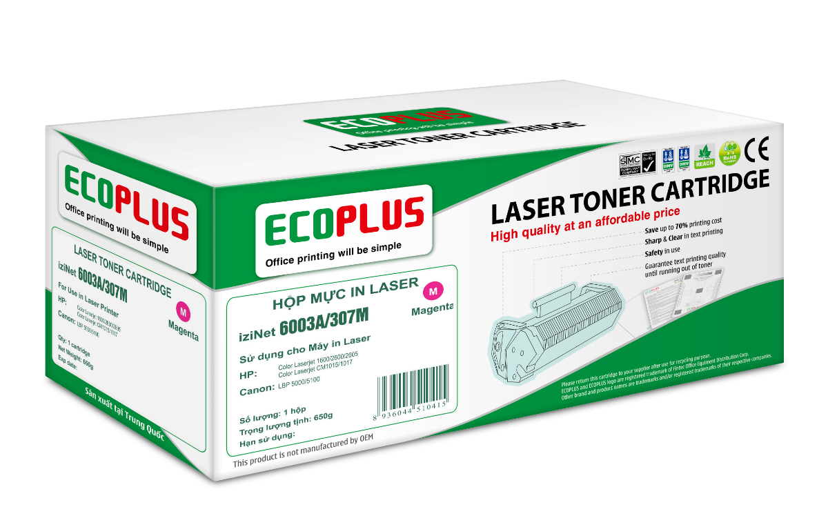 Mực in EcoPlus 6003A, Laser màu đỏ dùng cho máy in màu hp